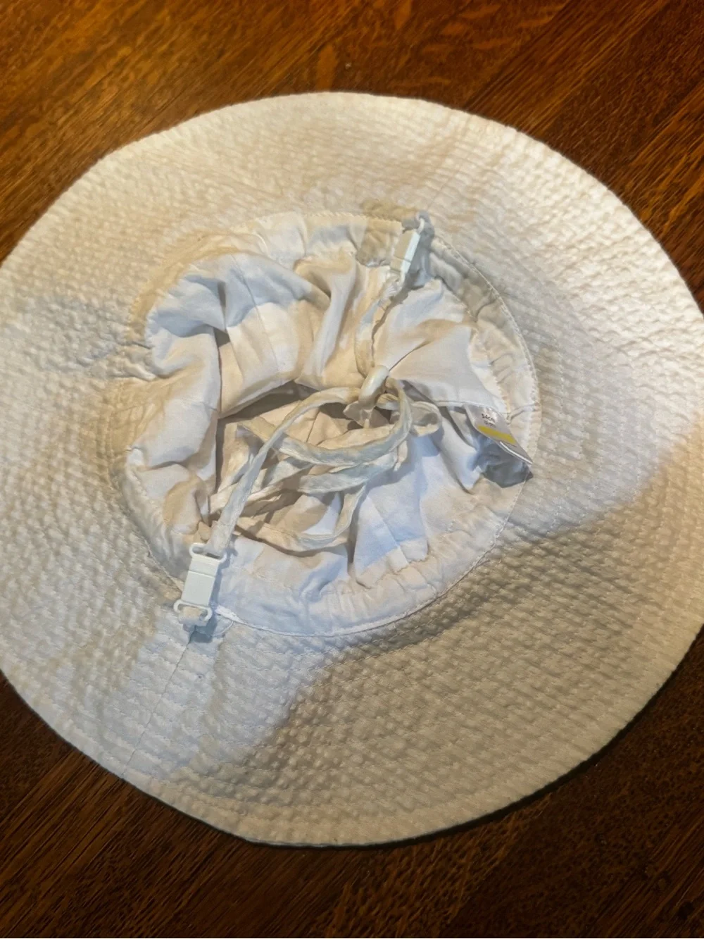 Dasmini White Textured Seersucker Kids Sun Hat